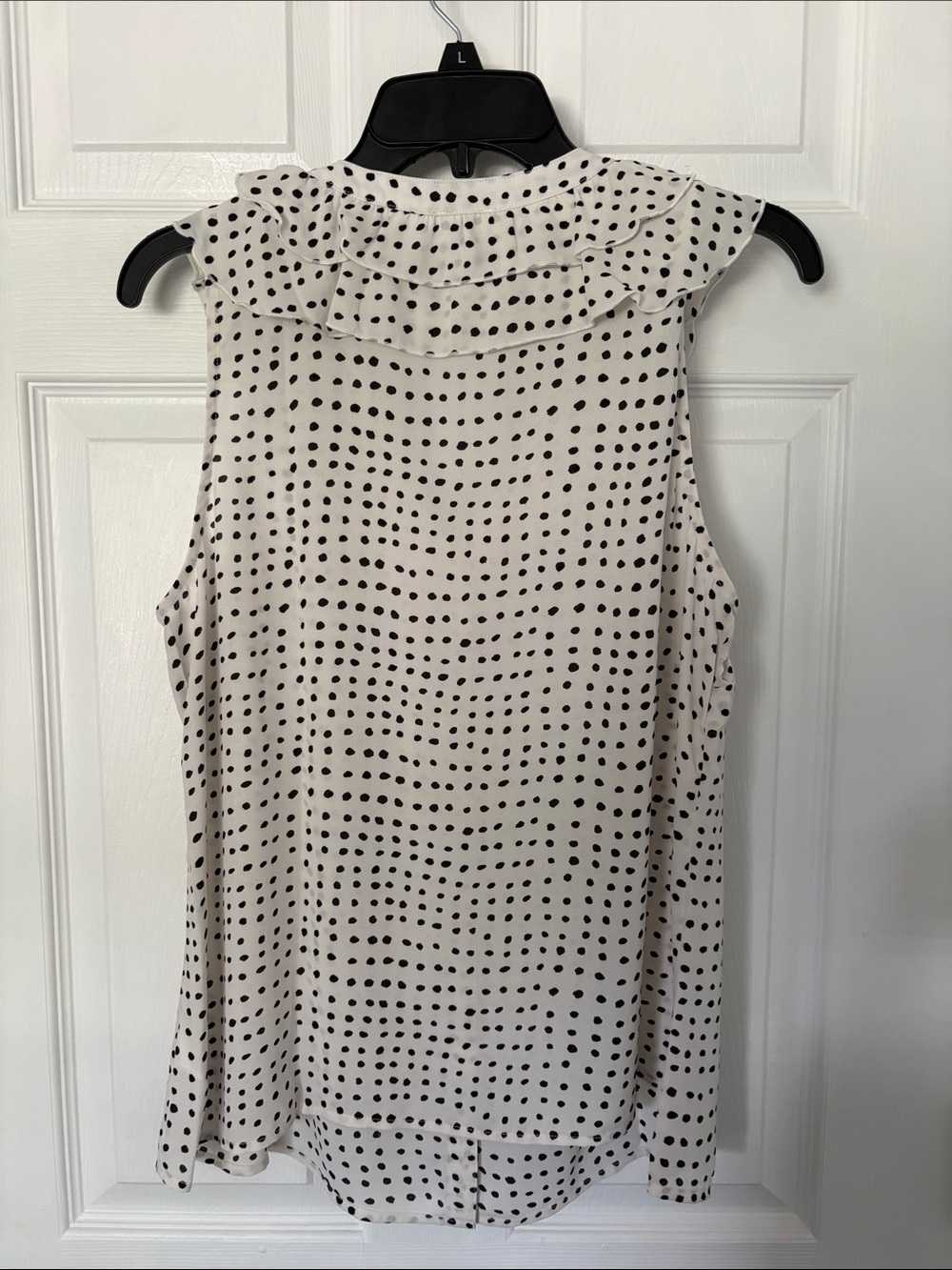CAbi Cream and Black Polka Dot Ruffle Button-Front Top - Picture 2 of 2